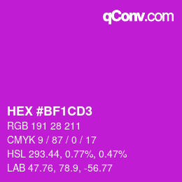 カラーコード: HEX #BF1CD3 | qconv.com