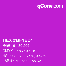 Color code: HEX #BF1ED1 | qconv.com