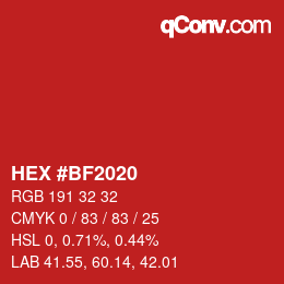 Color code: HEX #BF2020 | qconv.com