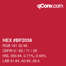 カラーコード: HEX #BF2038 | qconv.com
