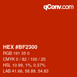 颜色代码: HEX #BF2300 | qconv.com