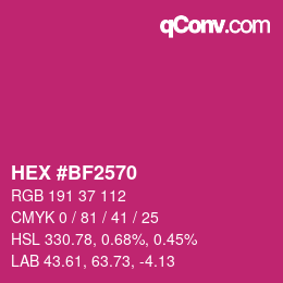 颜色代码: HEX #BF2570 | qconv.com