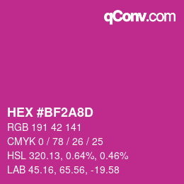 颜色代码: HEX #BF2A8D | qconv.com