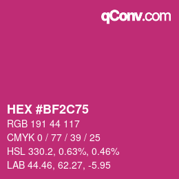 颜色代码: HEX #BF2C75 | qconv.com