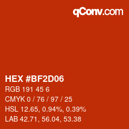 Color code: HEX #BF2D06 | qconv.com
