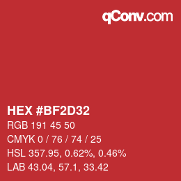 カラーコード: HEX #BF2D32 | qconv.com