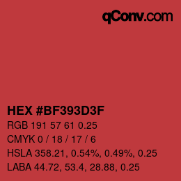 颜色代码: HEX #BF393D3F | qconv.com