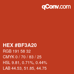 Color code: HEX #BF3A20 | qconv.com