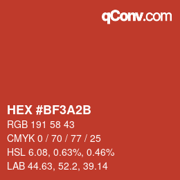 Color code: HEX #BF3A2B | qconv.com