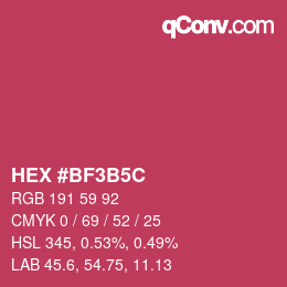 颜色代码: HEX #BF3B5C | qconv.com