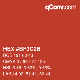 カラーコード: HEX #BF3C2B | qconv.com