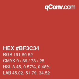 Color code: HEX #BF3C34 | qconv.com