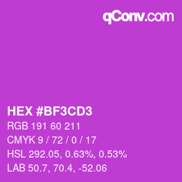 颜色代码: HEX #BF3CD3 | qconv.com