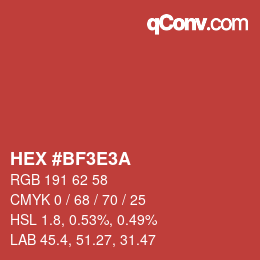 Color code: HEX #BF3E3A | qconv.com