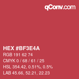 Color code: HEX #BF3E4A | qconv.com