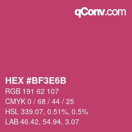 Color code: HEX #BF3E6B | qconv.com