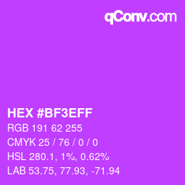カラーコード: HEX #BF3EFF | qconv.com