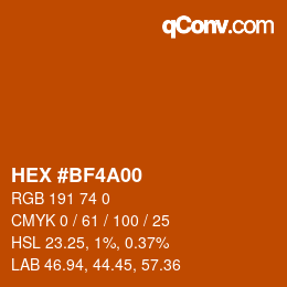 Color code: HEX #BF4A00 | qconv.com