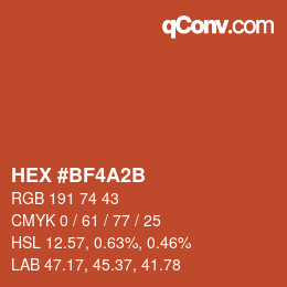 Color code: HEX #BF4A2B | qconv.com