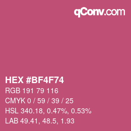 颜色代码: HEX #BF4F74 | qconv.com