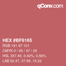 颜色代码: HEX #BF6165 | qconv.com
