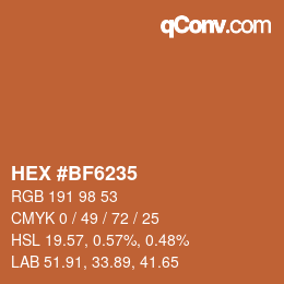 Color code: HEX #BF6235 | qconv.com