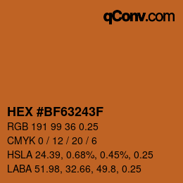 Code couleur: HEX #BF63243F | qconv.com