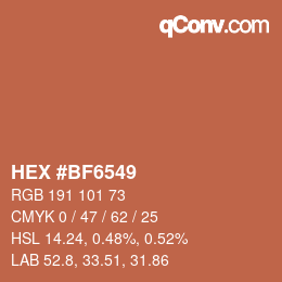 Farbcode: HEX #BF6549 | qconv.com