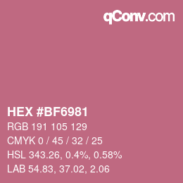 颜色代码: HEX #BF6981 | qconv.com