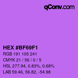 カラーコード: HEX #BF69F1 | qconv.com