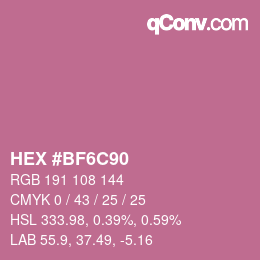 颜色代码: HEX #BF6C90 | qconv.com
