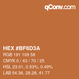 Color code: HEX #BF6D3A | qconv.com