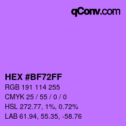 颜色代码: HEX #BF72FF | qconv.com