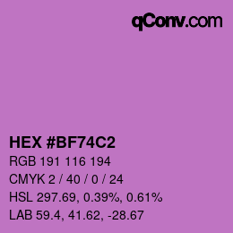 カラーコード: HEX #BF74C2 | qconv.com