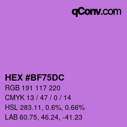颜色代码: HEX #BF75DC | qconv.com