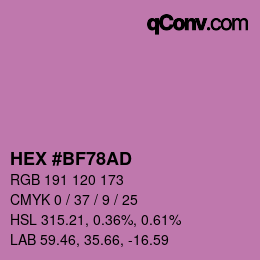 カラーコード: HEX #BF78AD | qconv.com