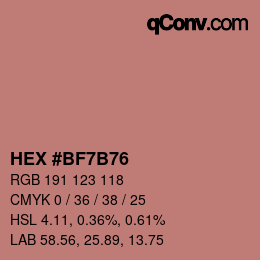 Color code: HEX #BF7B76 | qconv.com