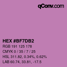 カラーコード: HEX #BF7DB2 | qconv.com