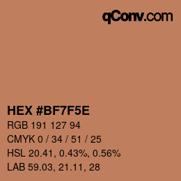 カラーコード: HEX #BF7F5E | qconv.com