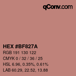 カラーコード: HEX #BF827A | qconv.com
