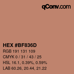 Color code: HEX #BF836D | qconv.com