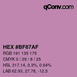 颜色代码: HEX #BF87AF | qconv.com