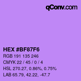 Color code: HEX #BF87F6 | qconv.com