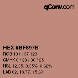 Color code: HEX #BF897B | qconv.com