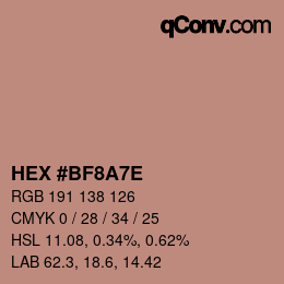 Color code: HEX #BF8A7E | qconv.com
