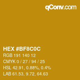 Color code: HEX #BF8C0C | qconv.com
