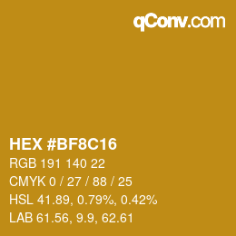 Color code: HEX #BF8C16 | qconv.com