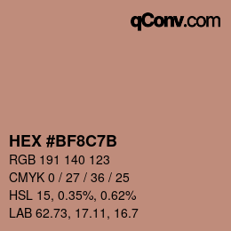 カラーコード: HEX #BF8C7B | qconv.com
