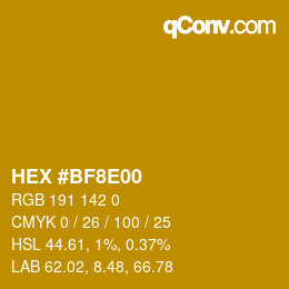 Color code: HEX #BF8E00 | qconv.com