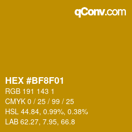 Color code: HEX #BF8F01 | qconv.com